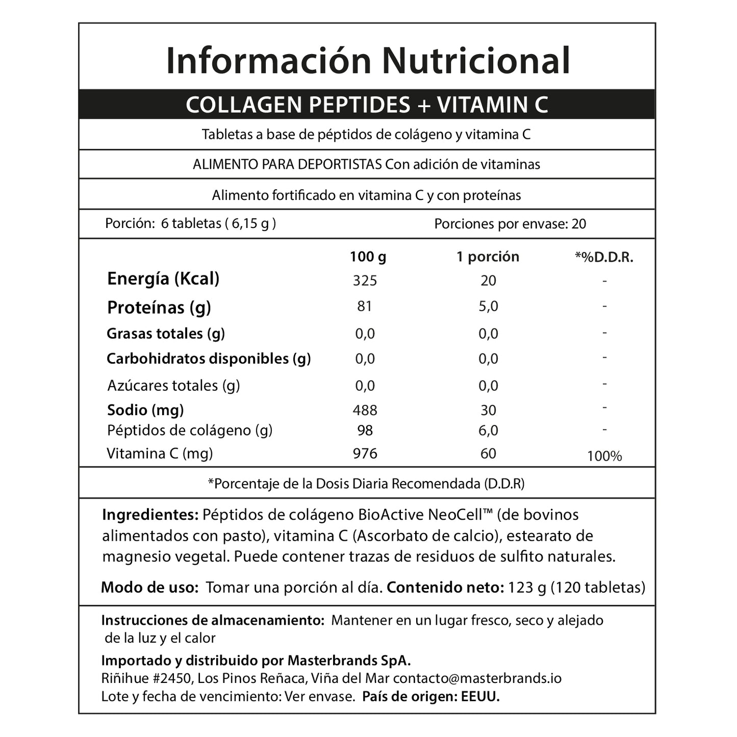 Colágeno Péptidos 1 y 3 Grassfed + Vitamina C 6.000 mg | Tabletas