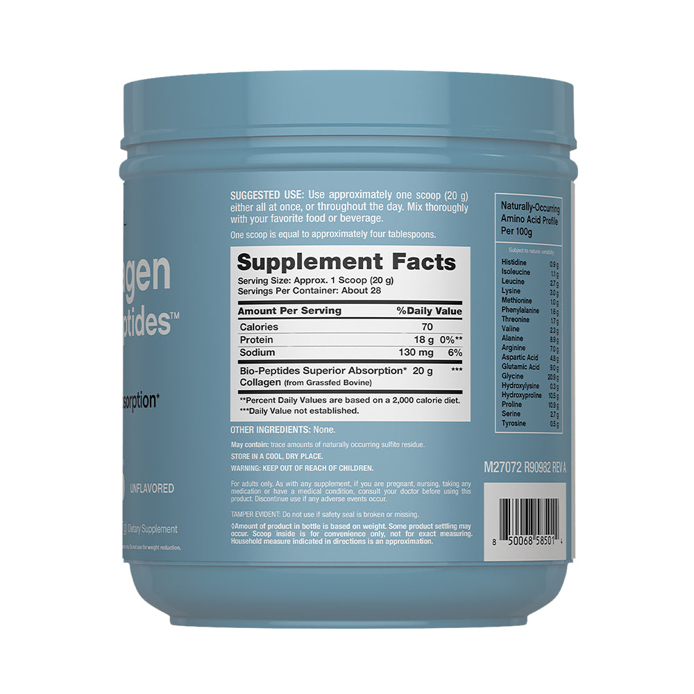 Colágeno Bio-Péptidos Grassfed de Absorción Superior 20 gr. + Proteína 18 gr. | Polvo sin sabor