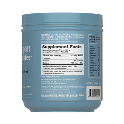 Colágeno Bio-Péptidos Grassfed de Absorción Superior 20 gr. + Proteína 18 gr. | Polvo sin sabor