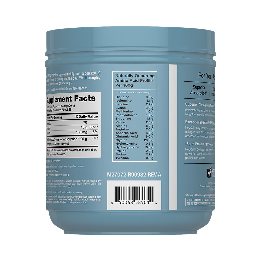 Colágeno Bio-Péptidos Grassfed de Absorción Superior 20 gr. + Proteína 18 gr. | Polvo sin sabor