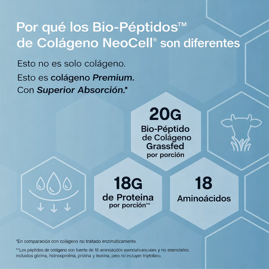 Colágeno Bio-Péptidos Grassfed de Absorción Superior 20 gr. + Proteína 18 gr. | Polvo sin sabor